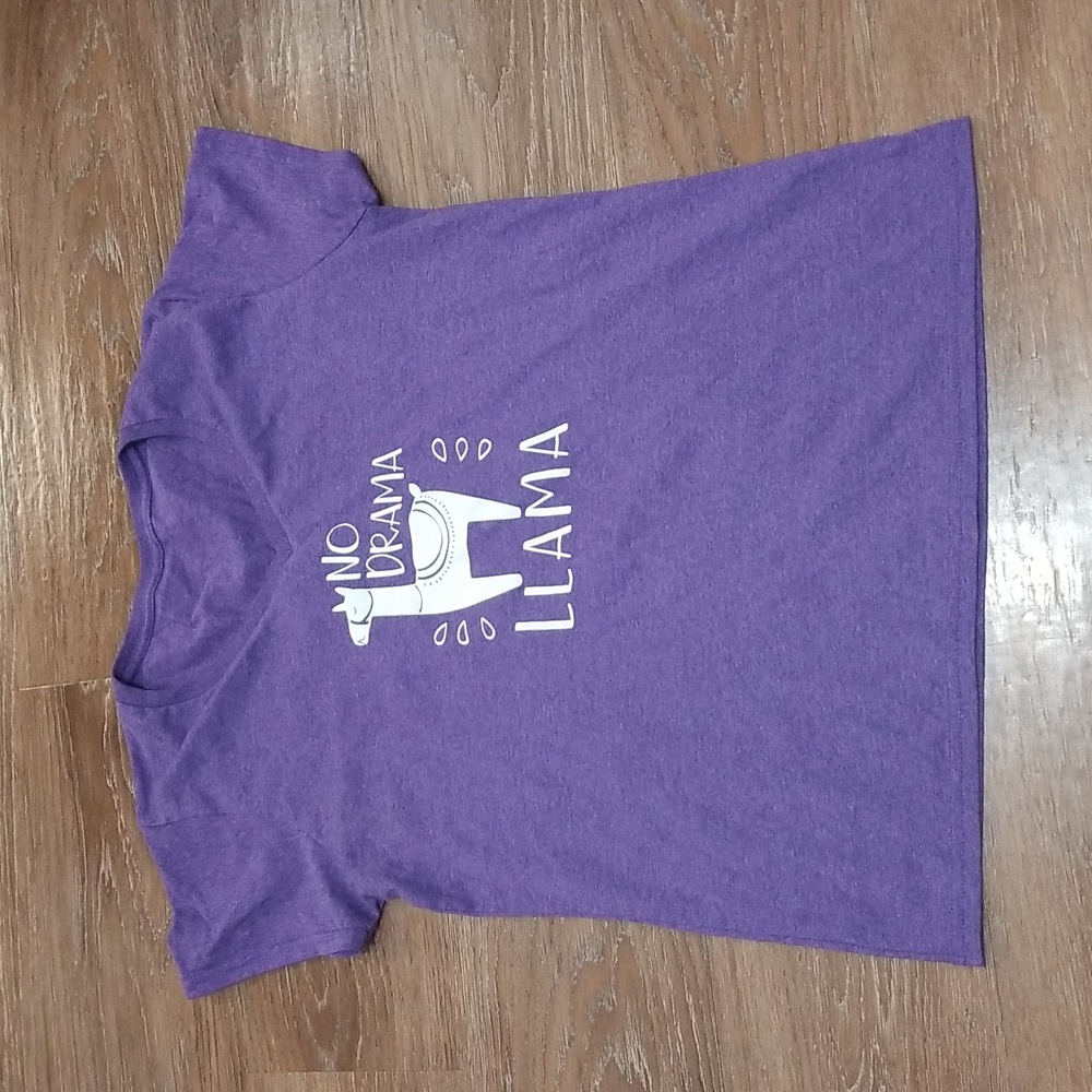 (L) No Drama Llama Graphic T-Shirt Casual Classic Fit Relaxed Comfy Kawaii